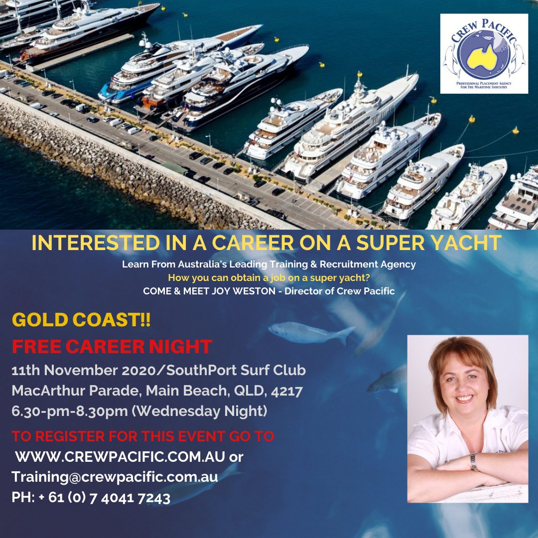 CREW PACIFIC IS HOLDING A “FREE CAREER NIGHT” ABOUT SUPER YACHTS